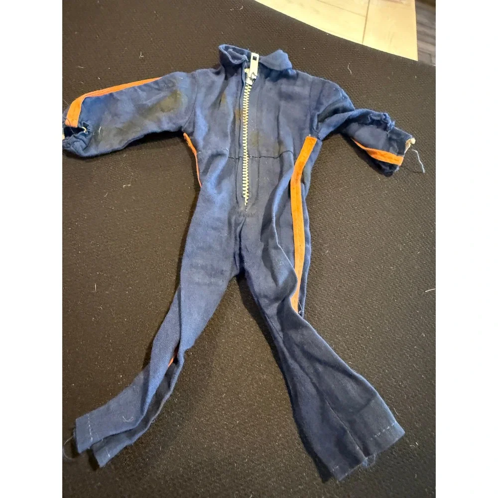Vintage Action Man Figure Jumpsuit Blue Orange Trim Made in Hong‎ Kong